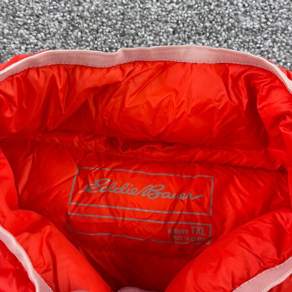 Eddie Bauer Puffer Jacket Women XL Tall Stratuslite Goose Down EB650 Snap T Mock - Picture 3 of 5